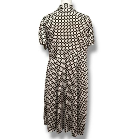Cato Tan Brown Faux Wrap Midi Dress Plus Size 24W with Collar Surplice Front - Picture 8 of 9